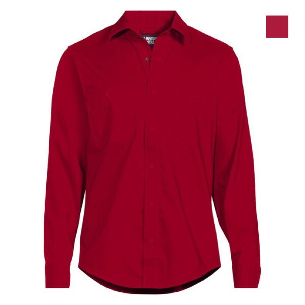 [38] Lands End Unisex Ripstop Long Sleeve Utility Work Shirt